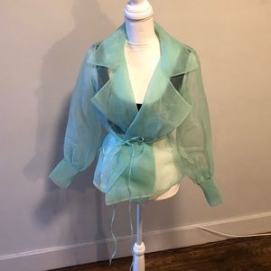 Simonett sheer teal overlay with waist tie